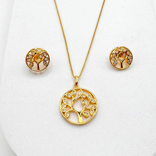 Conjunto Árvore da Vida | Banhado a Ouro 18K
