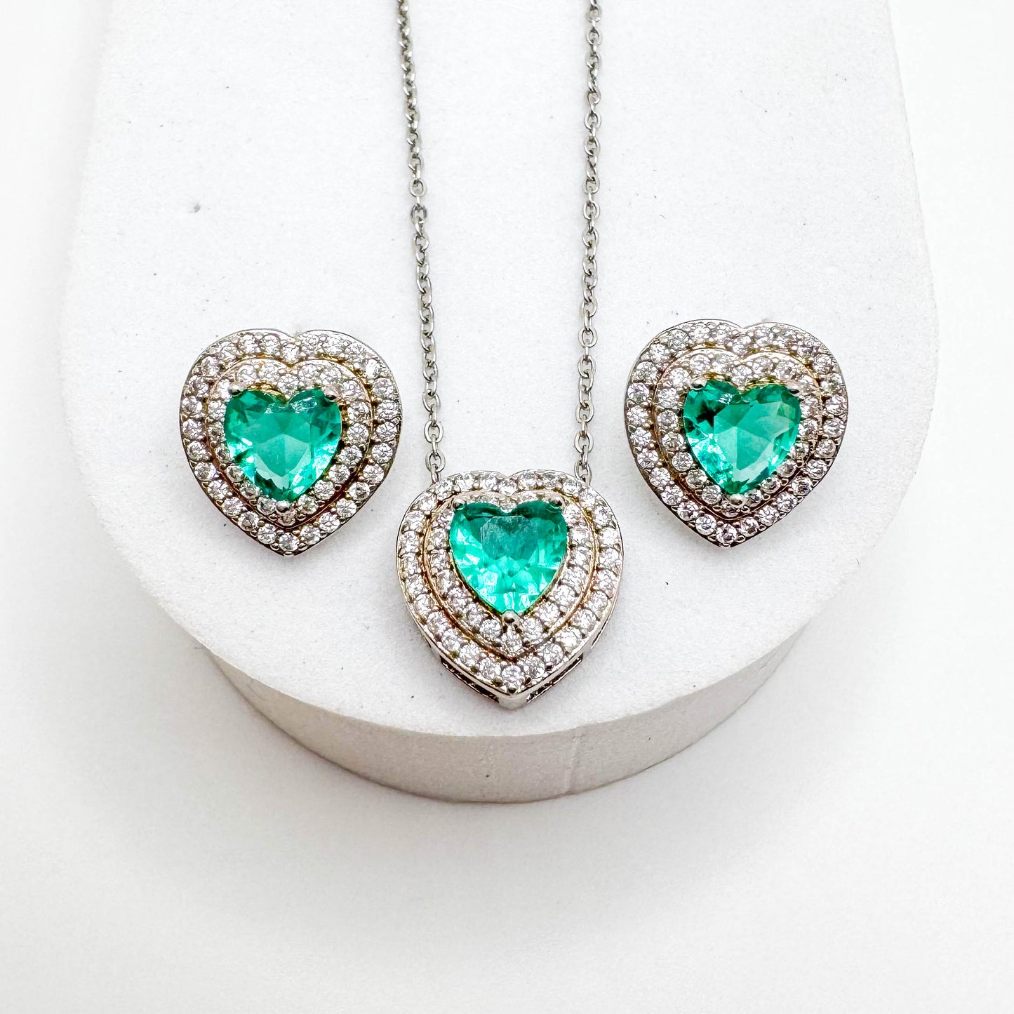 Rhodium plated HEART SET
