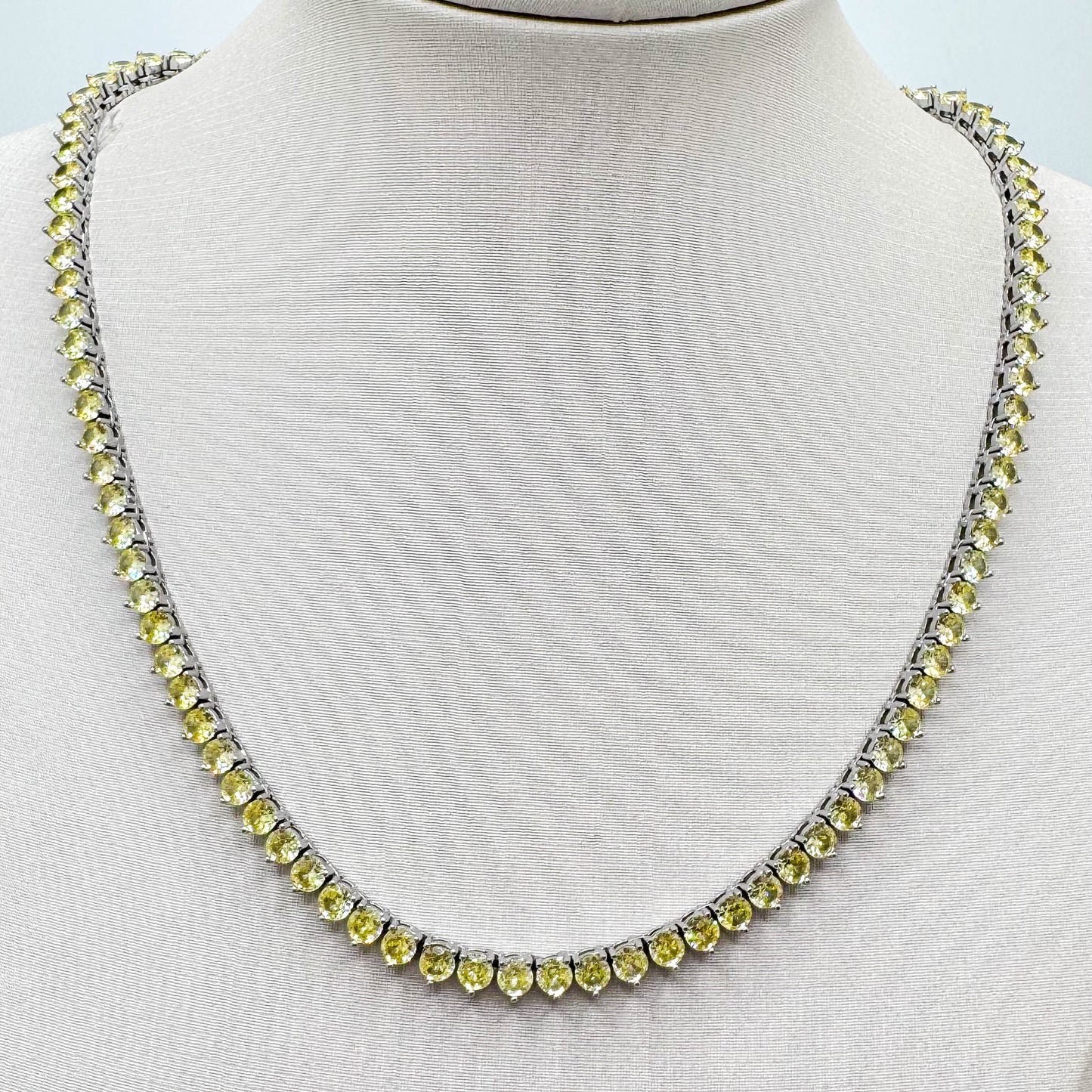 RHODIUM PLATED RIVIERA NECKLACE - 3MM CITRINE