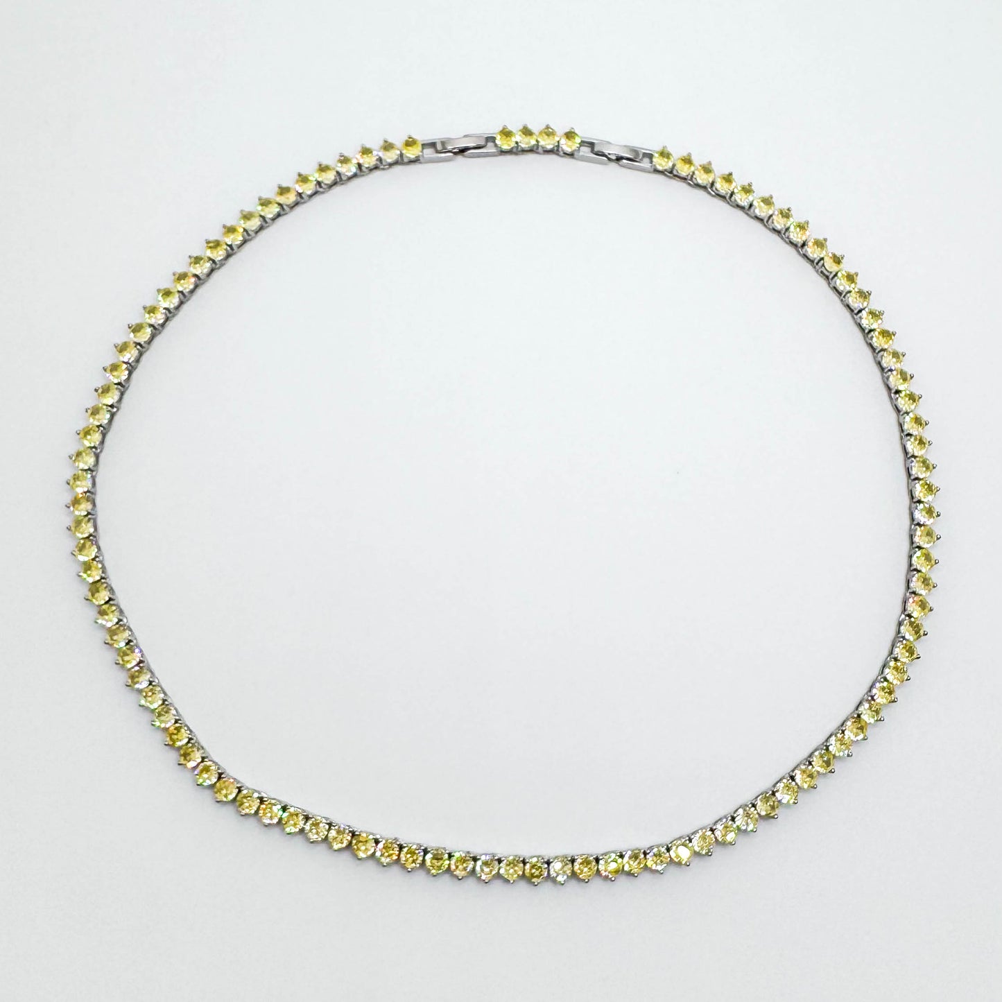 RHODIUM PLATED RIVIERA NECKLACE - 3MM CITRINE