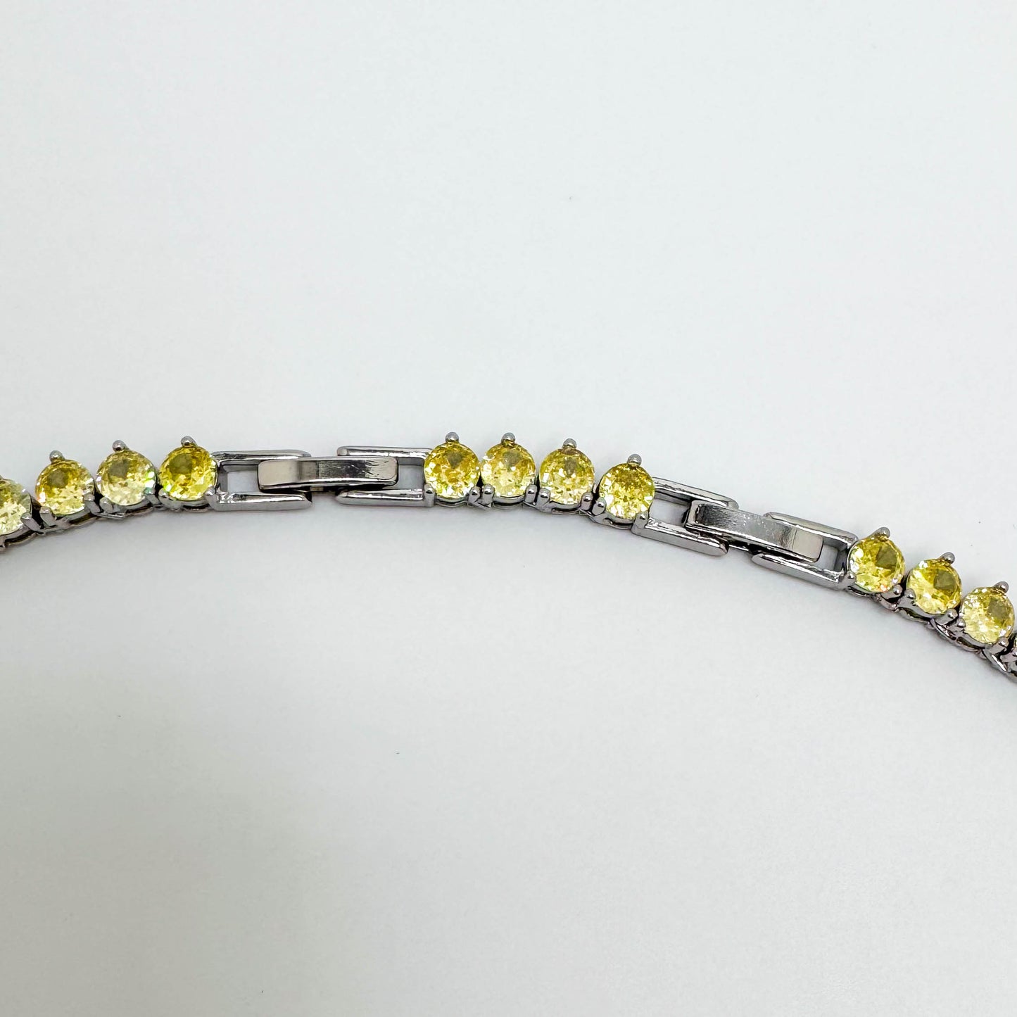 RHODIUM PLATED RIVIERA NECKLACE - 3MM CITRINE