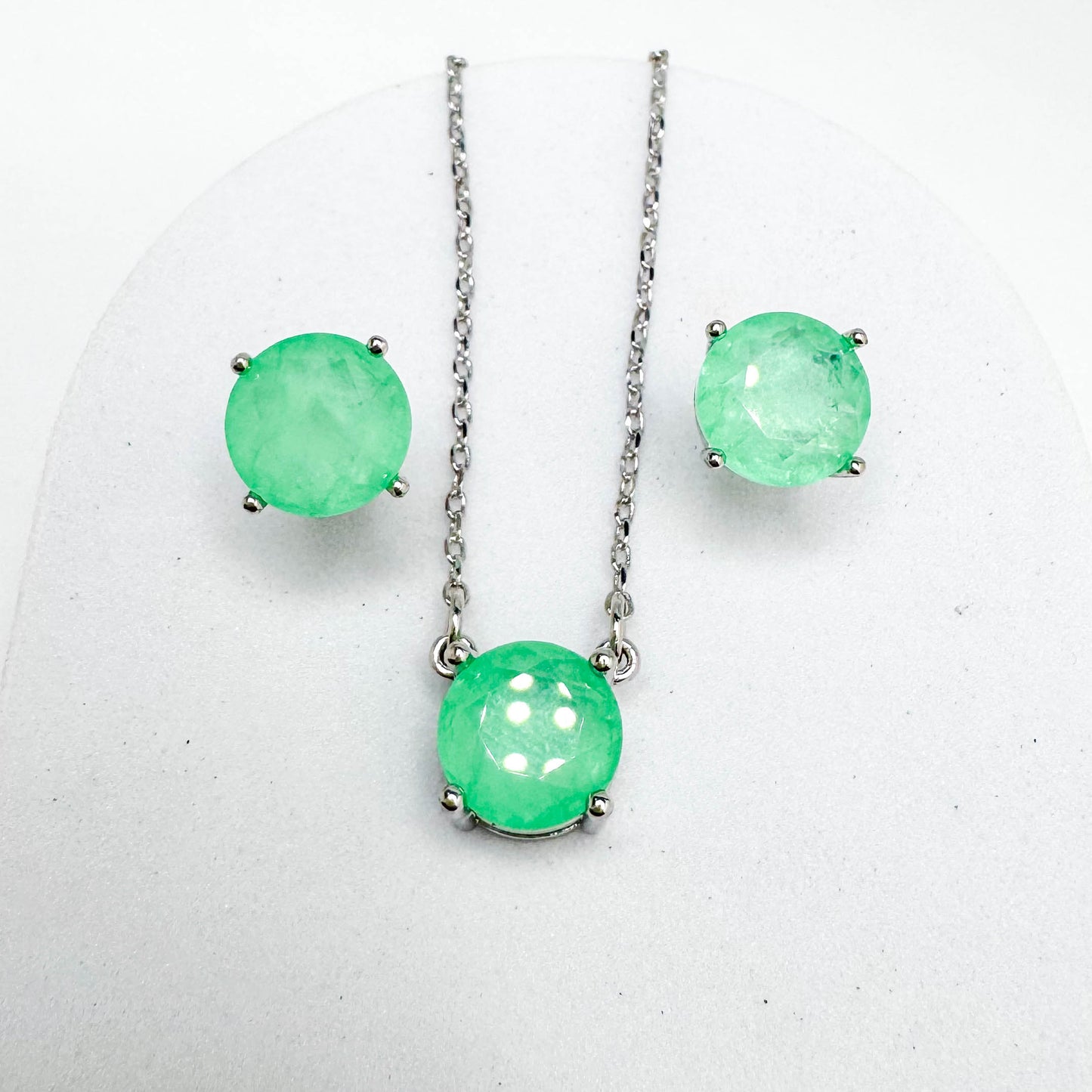 COLOMBIAN EMERALD SET rhodium plated