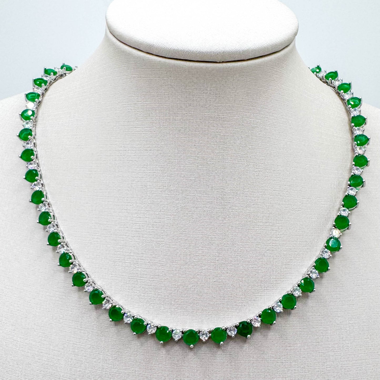 RIVIERA EMERALD ZIRC CHOKER NECKLACE. 4MM