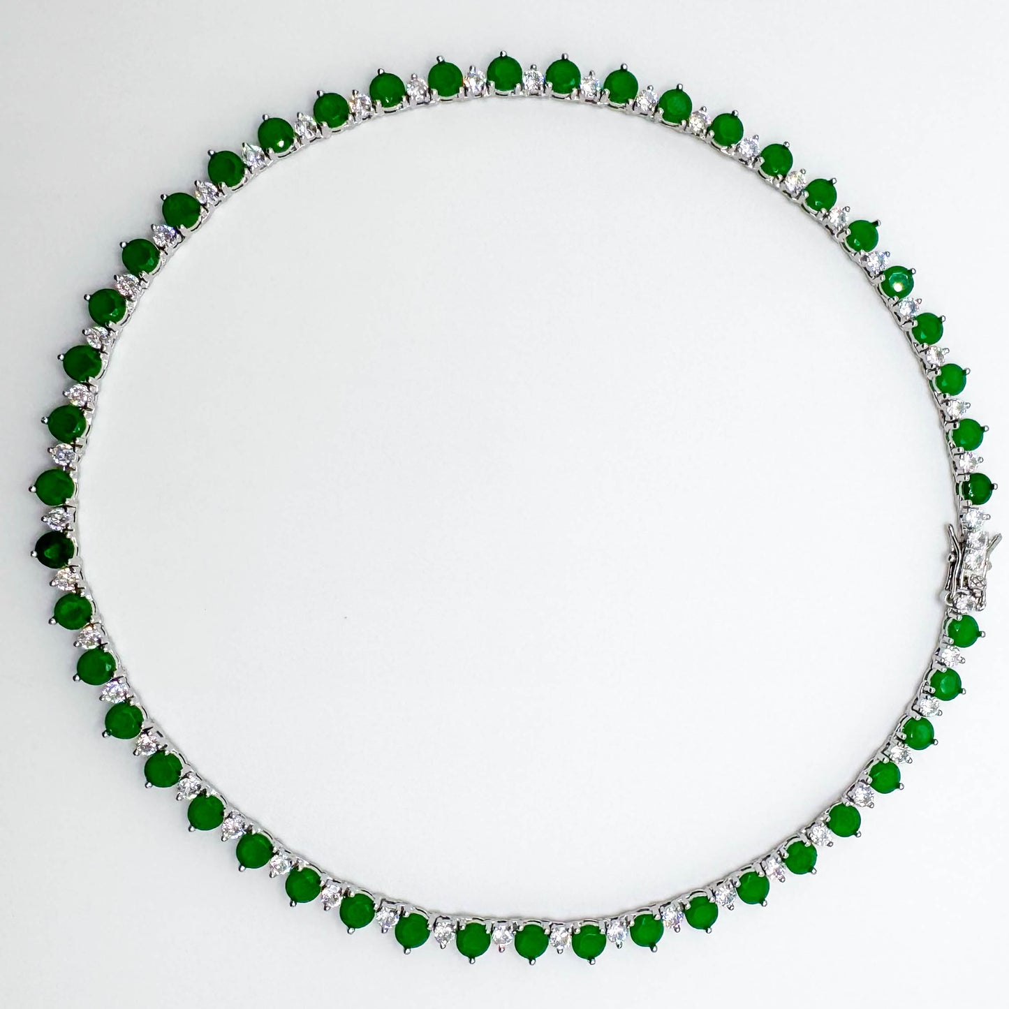 RIVIERA EMERALD ZIRC CHOKER NECKLACE. 4MM