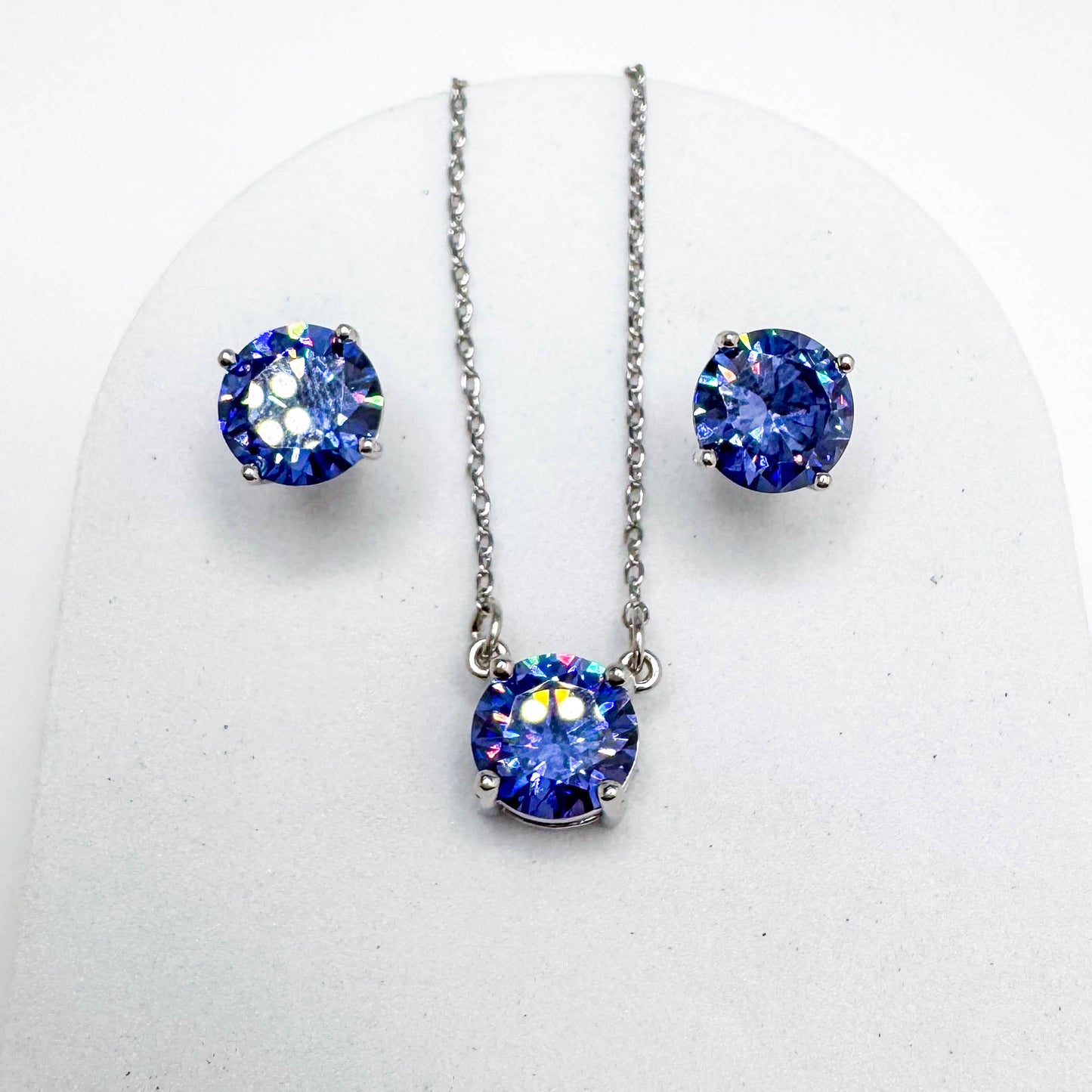 Rhodium-plated TAZANITE SET