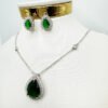White rhodium plated set with green zirconia - Image 3