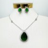 White rhodium plated set with green zirconia - Image 4